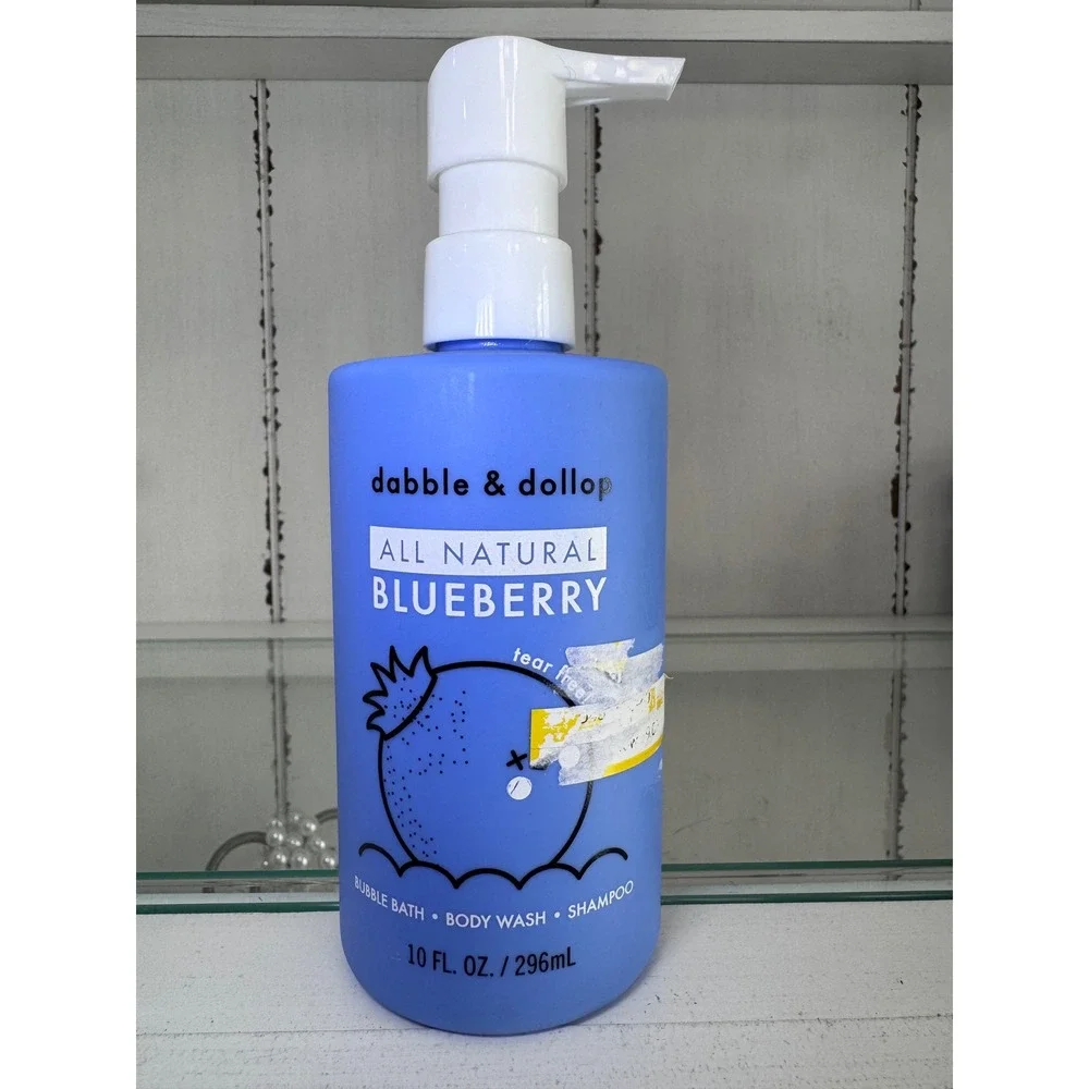 Dabble & Dollop All Natural Blueberry 3-in-1 Bubble Bath‎ Body Wash Shampoo 10oz